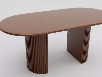 Elegant Oval Wooden Dining Table 3D model
