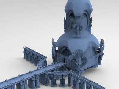 Angelic Holy Tower 1 With Holy bridges  3D model