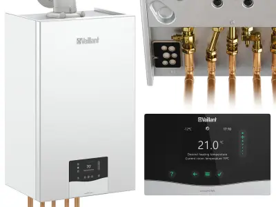 Gas boiler and sensoHOME VRT 380 Vaillant room regulator 3D model