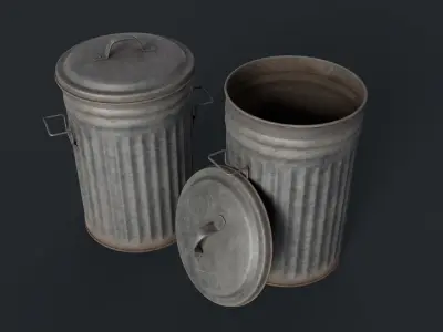 Street Trash Can 45 PBR Game Ready  Low-poly 3D model