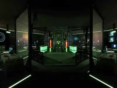 SciFi Control Room 3  Low-poly 3D model