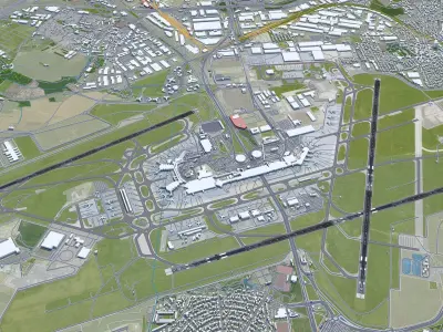 Paris Orly Airport 15km Low-poly 3D model