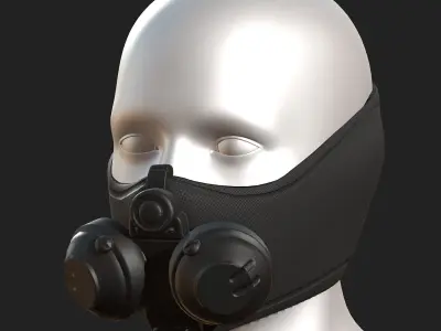 Gas mask scifi respirator plastic protection combat  Low-poly 3D model