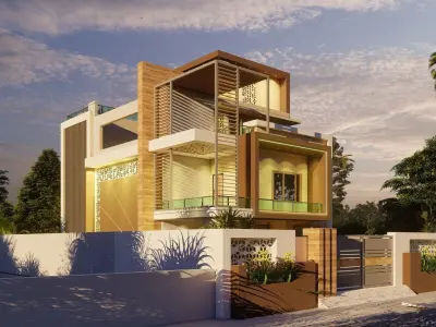 Exterior view of residential compelete file  3D model