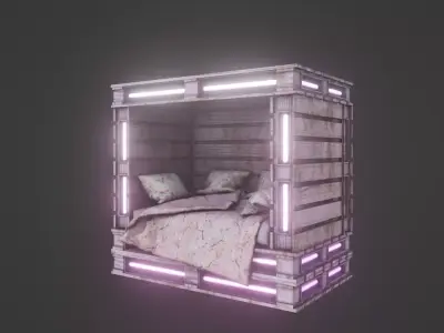 Neon floral sofa 3D model
