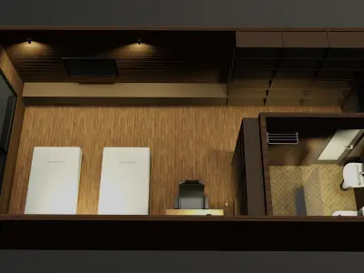 Simple bedroom plan - 2 3D model