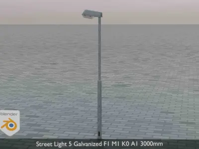 Street Light 5 Galvanized F1 M1 K0 A1 3000mm Low-poly 3D model