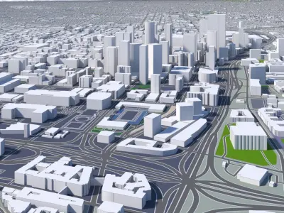 Los Angeles Downtown Center  City Town USA California Low-poly 3D model