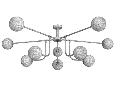AGIRA modern chandelier with brass and glass balls Low-poly 3D model