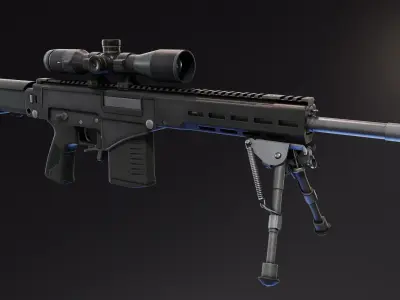Chukavin SVch Sniper Rifle Low-poly 3D model