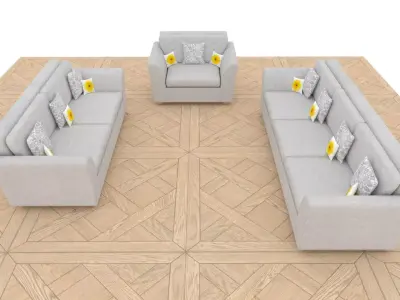 Three piece sofa set 3D model