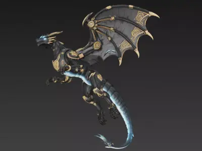 Mechanical Dragon Bundle  4 Flying Sci-Fi Dragon 3D model