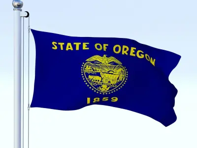 Animated Oregon Flag Low-poly 3D model