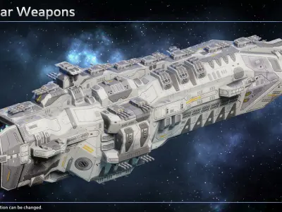 Spaceship Hindenburg Battleship Low-poly 3D model