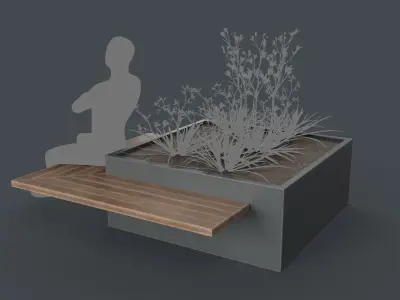 Modern Outdoor Bench 114 PBR Game Ready Low-poly 3D model
