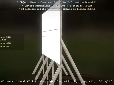 Construction Site Information Board 2 Low-poly 3D model