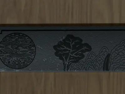 Korean Traditional House Hanok Door Low-poly 3D model