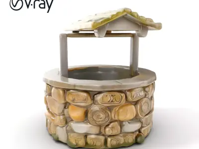Stone Water Well Model Pack with PBR Textures Low-poly 3D model