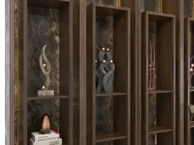 Shelf 3d Model bookcase with glass doors and shelves 3D model