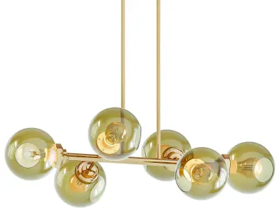 chendelier collection 4 gold chandelier with five glass globes 3D Model Pack