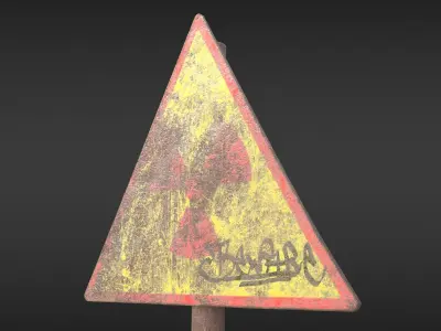 Game-ready Radioactivity sign rusty - Unity - HDRP - UE4 Low-poly 3D model