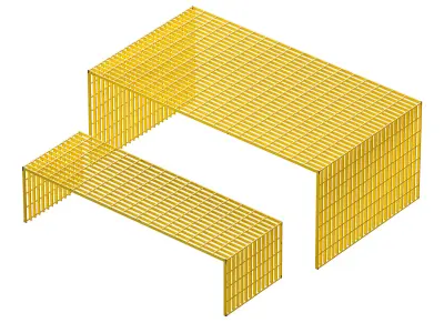 Outdoor cellular metal furniture - Table and bench 3D model