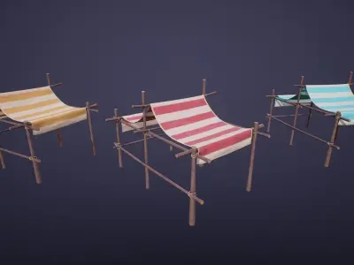 Stylized Medium Market Stall Low-poly 3D model