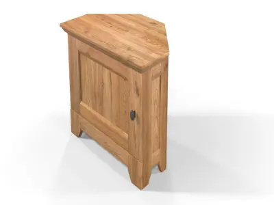 Country Corner Cabinet 1 Door Solid Natural Oak  3D model