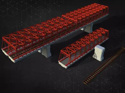 Rail Iron Bridge Modular Type Two 3D model