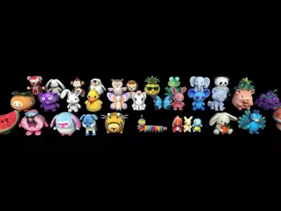 Plushy Toys Pack Low-poly 3D model