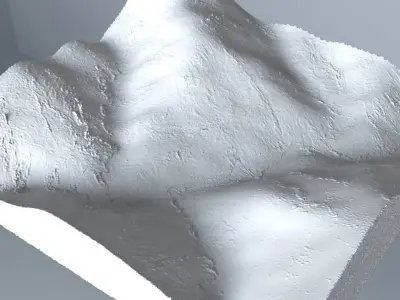 Green terrain Landscape 3D model Low-poly 3D model