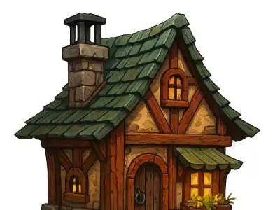 Whimsical Stylized Cottage 3D model