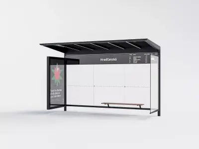 Prague tram and bus stop shelter 3D model