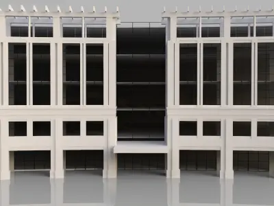 Hospital design building Low-poly 3D model