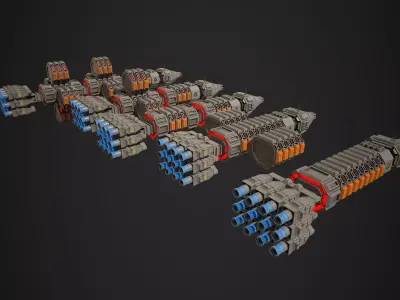 Modular Spaceship One Low-poly 3D model