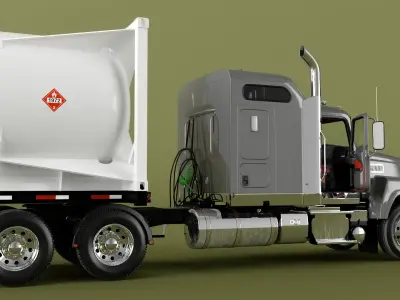  Freight Truck with LNG Semi Trailer Gas Tank Rigged for Cinema 4D 