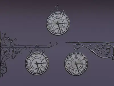 Public Street Clocks Low-poly 3D model