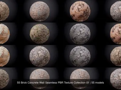 55 Brick Concrete Wall Seamless PBR Texture Collection 01 Texture