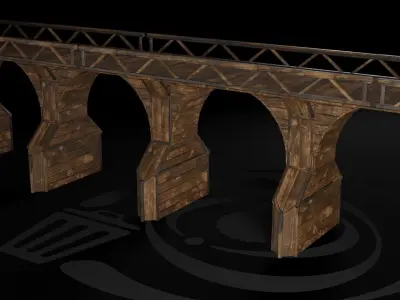 AAA Medieval Wooden Bridge 04 R Low-poly 3D model