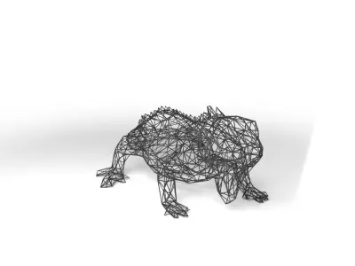 Iguana Wireframe Low-poly 3D model
