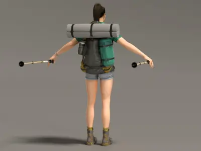  Female Hiker Animated HQ Editorial License 