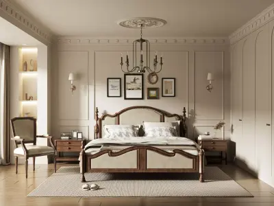 French Style Bedroom 3D Model 3D model
