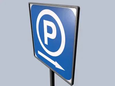 Low poly 3D Parking signpost left and right Low-poly 3D model