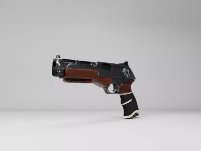 Sci-Fi Retro Hybrid Pistol - Low Poly Game Ready Low-poly 3D model