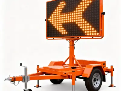 Mobile Traffic LED Arrow Board Trailer 3D Model Low-poly 3D model