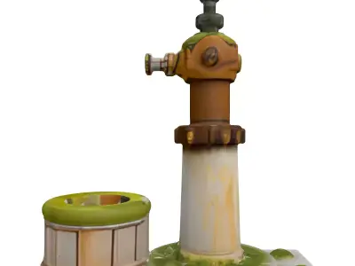 Rusty Mossy Urban Utility Model Low-poly 3D model