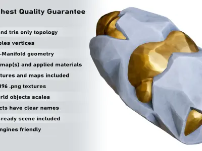 Cartoon Gold Ore Stone Low-poly 3D model