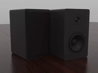 Speaker two speakers on wooden table 3D model