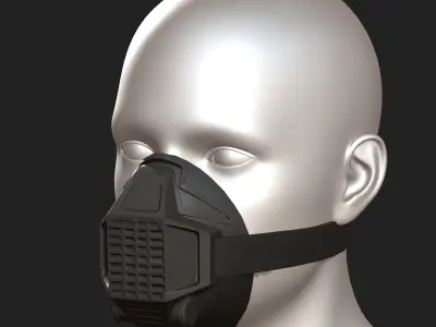 Gas mask respirator scifi futuristic  Low-poly 3D model 11