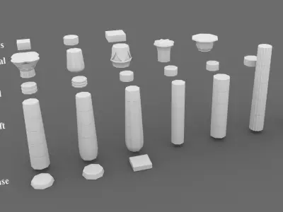 Ancient Egyptian Columns Kit Low-poly 3D model